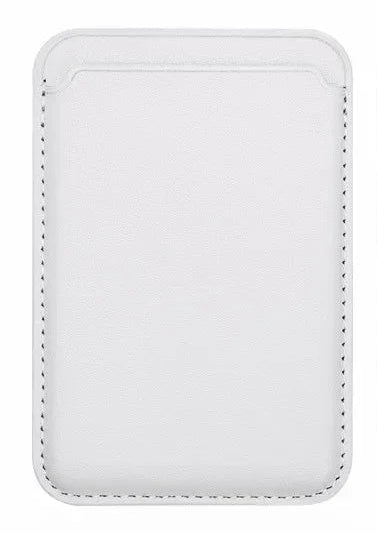 White faux leather wallet phone case with white stitching
