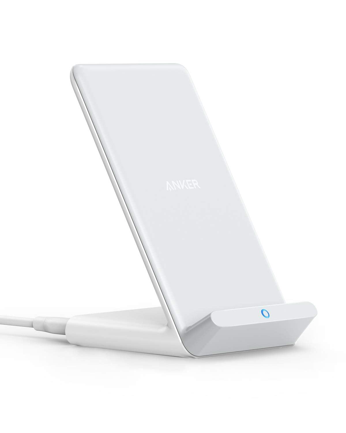 Anker 313 Wireless Charger (Stand), Qi-Certified for iPhone 17/17/17 Pro/17 Pro Max/15/14/13, 10W Fast-Charging Galaxy S23 S22 S21(No AC Adapter)