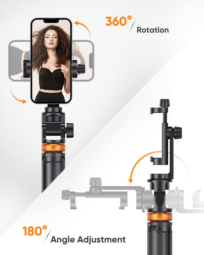 Tripod for iPhone & Selfie Stick with Remote, Solidest Phone Stand Compatible with iPhone/Android