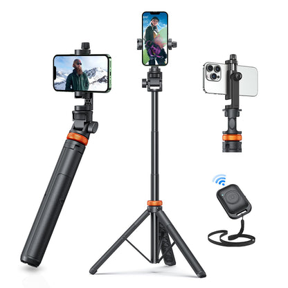Tripod for iPhone & Selfie Stick with Remote, Solidest Phone Stand Compatible with iPhone/Android