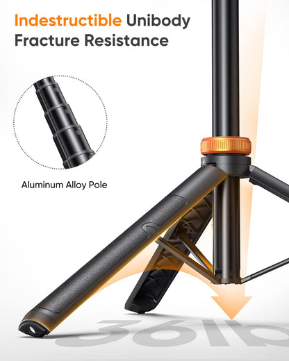 Tripod for iPhone & Selfie Stick with Remote, Solidest Phone Stand Compatible with iPhone/Android