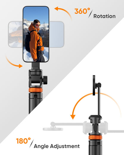 Tripod for iPhone & Selfie Stick with Remote, Solidest Phone Stand Compatible with iPhone/Android
