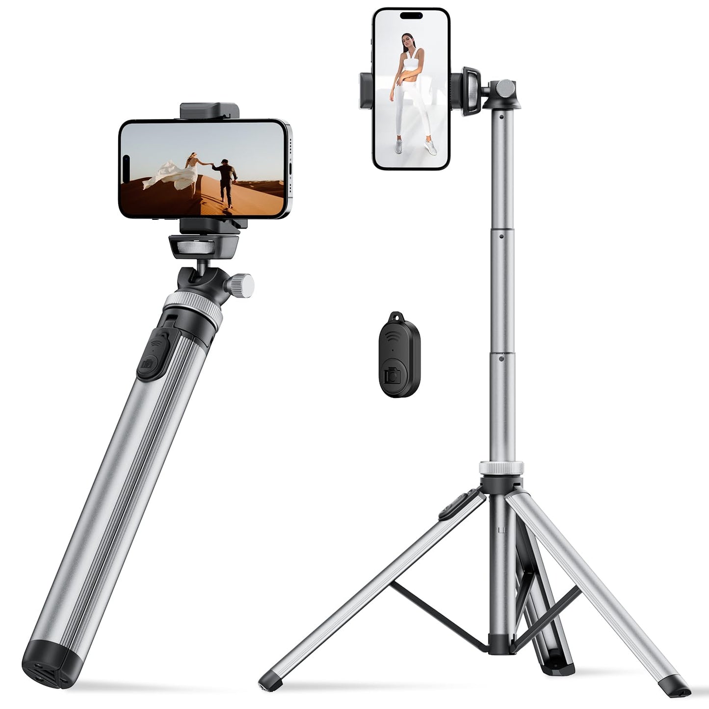 Tripod for iPhone & Selfie Stick with Remote, Solidest Phone Stand Compatible with iPhone/Android