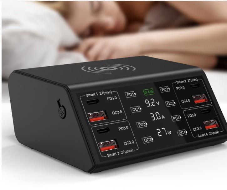 8-Port Quick Charge Desktop Charger – Wireless Charging Hub for Multiple Devices