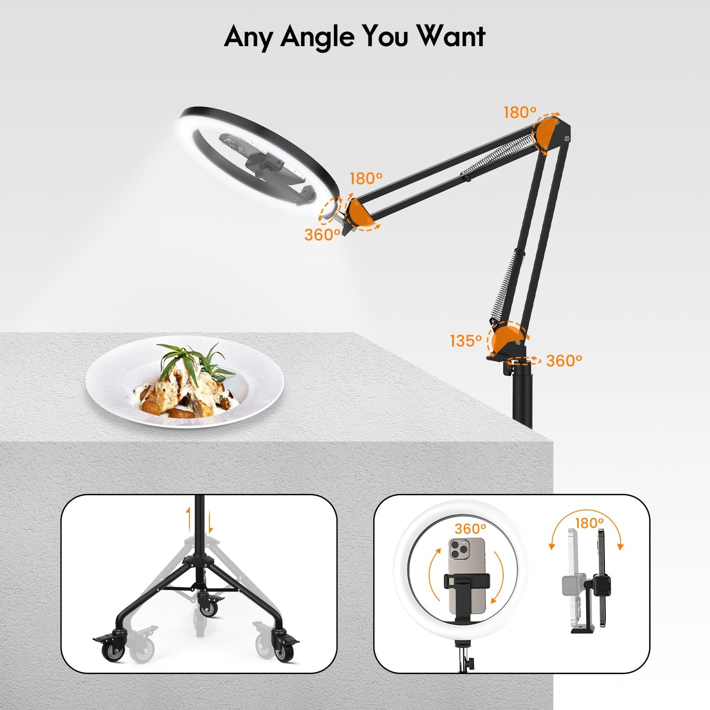 Luxsure 10" Overhead Ring Light & Phone Tripod Set