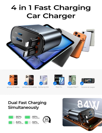 84W Car Adapter USB C Fast Charger
