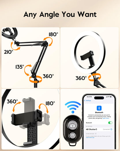 Luxsure 10" Overhead Ring Light & Phone Tripod Set
