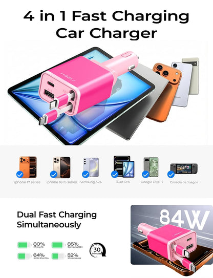 84W Car Adapter USB C Fast Charger