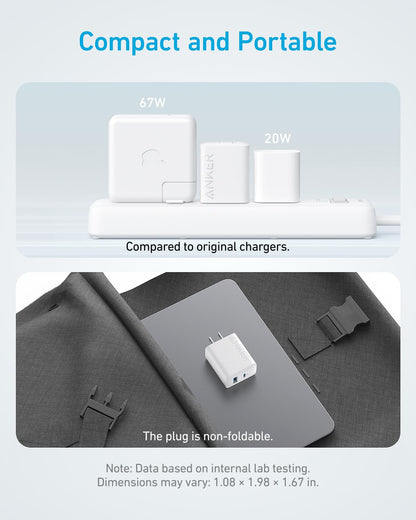 Anker iPhone 17/16 Charger, 2-Pack 20W Fast USB C Charger Block, for iPhone 16/16 Pro Max/15 Series/iPad Pro and More (Black, 2 Pack & 2 Cable)