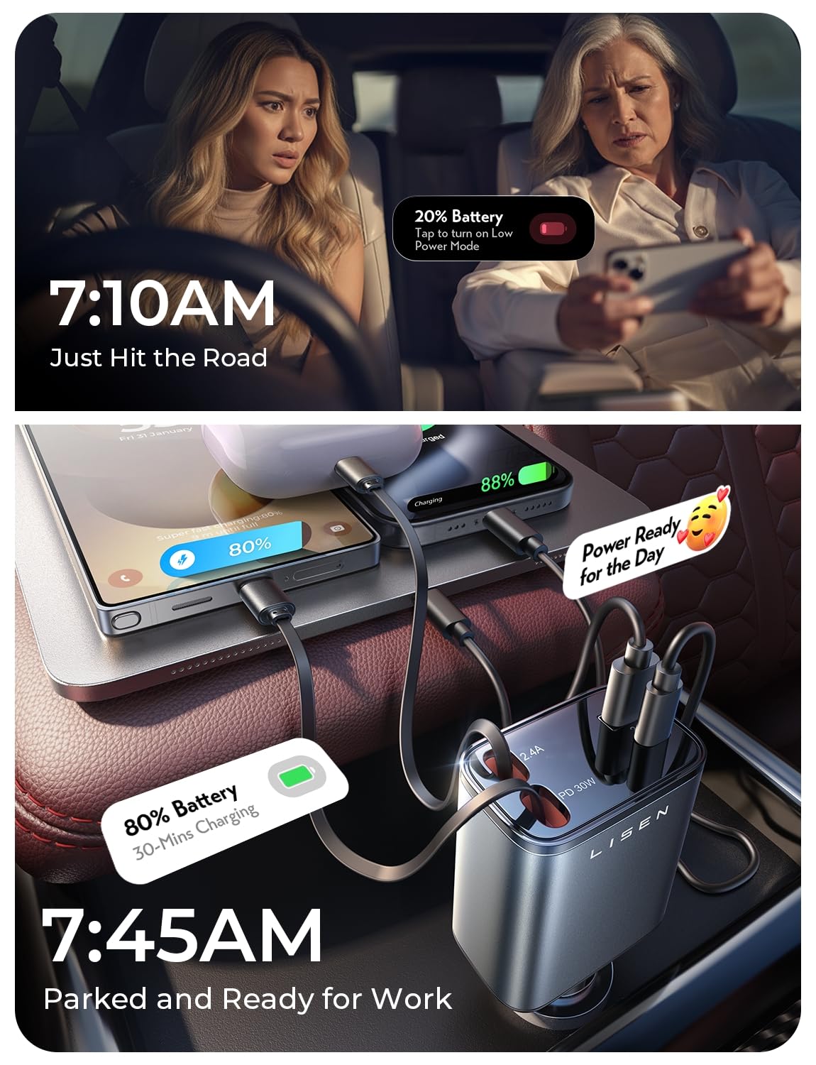 84W Car Adapter USB C Fast Charger