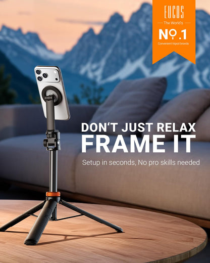 Tripod for iPhone & Selfie Stick with Remote, Solidest Phone Stand Compatible with iPhone/Android