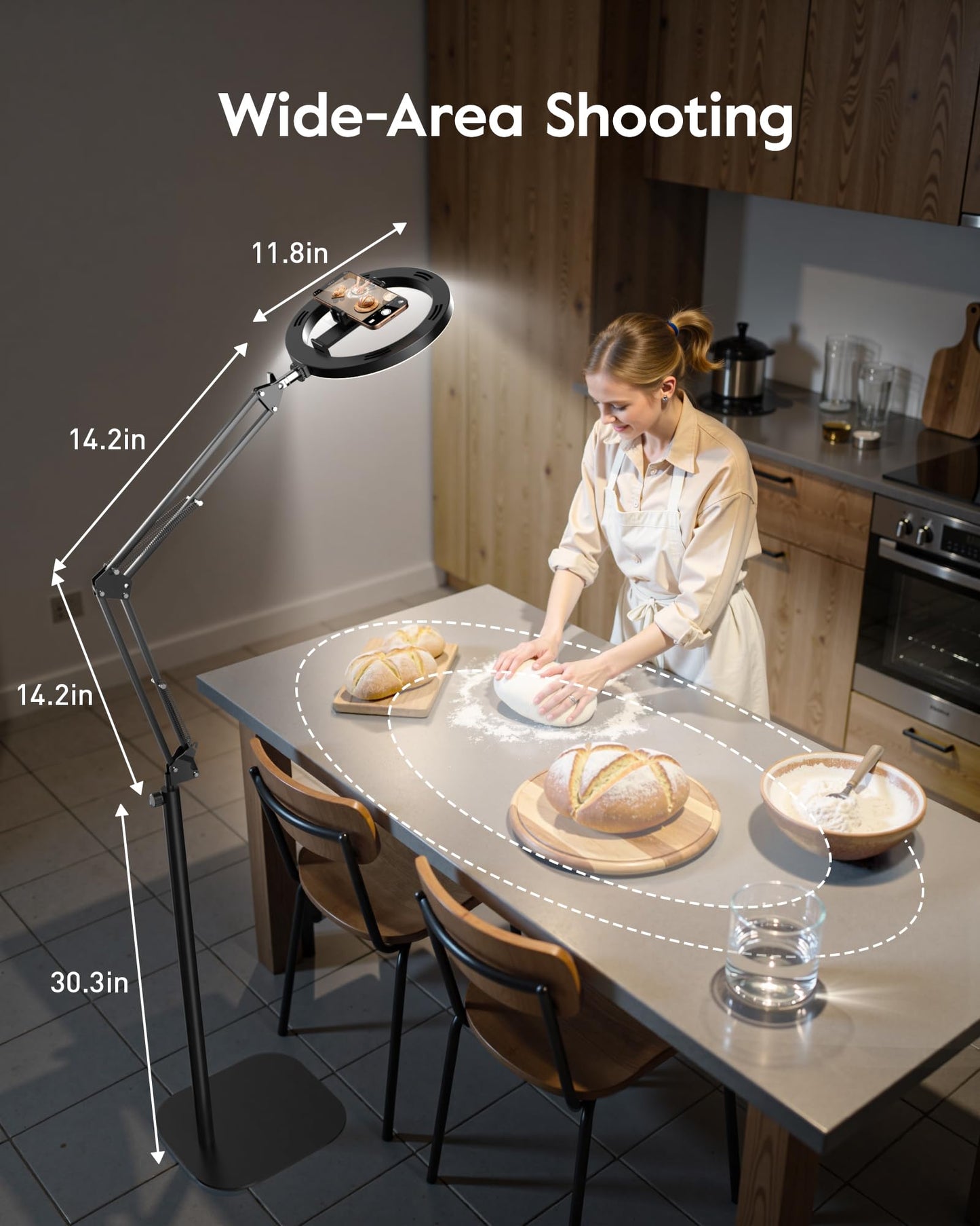 Luxsure 10" Overhead Ring Light & Phone Tripod Set