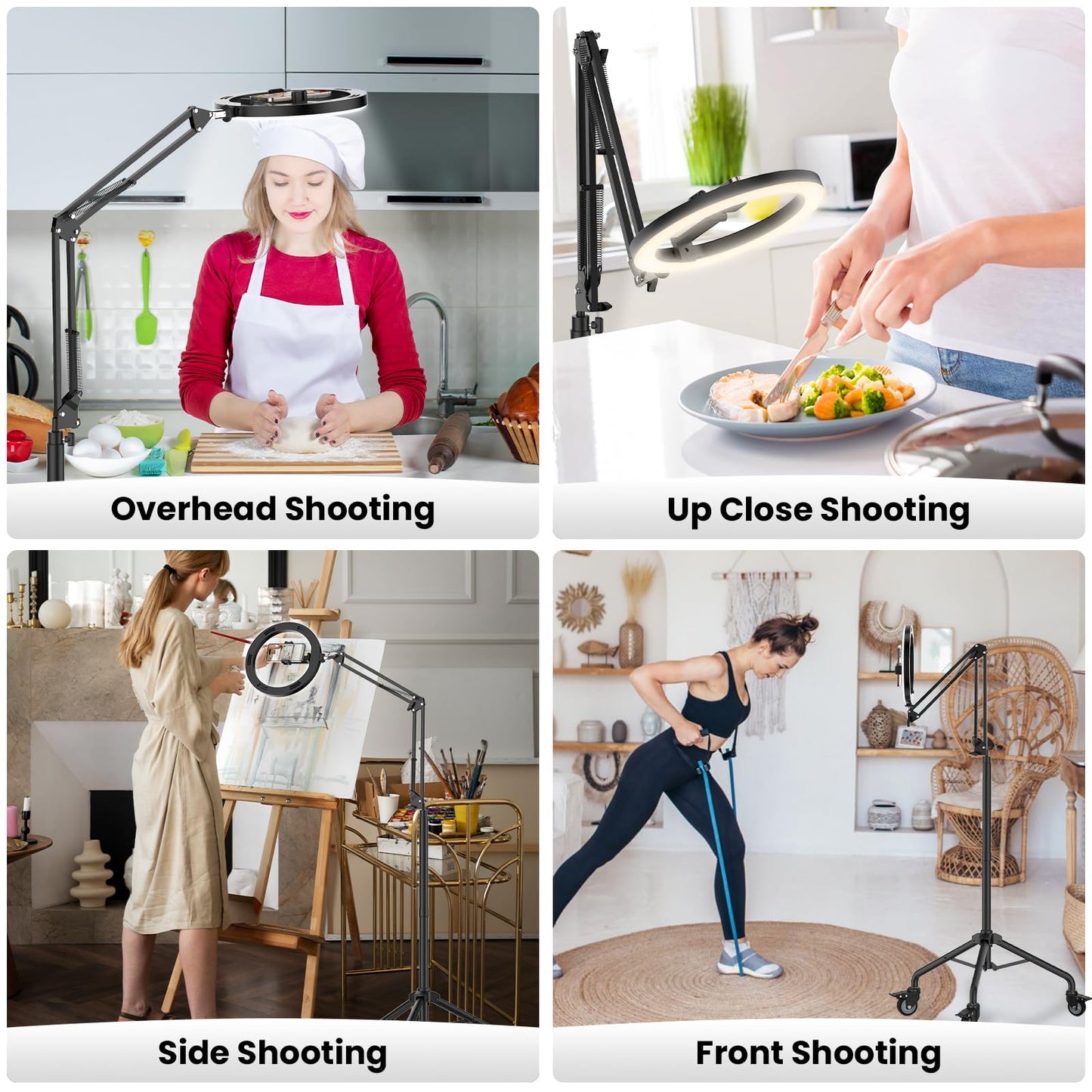 Luxsure 10" Overhead Ring Light & Phone Tripod Set