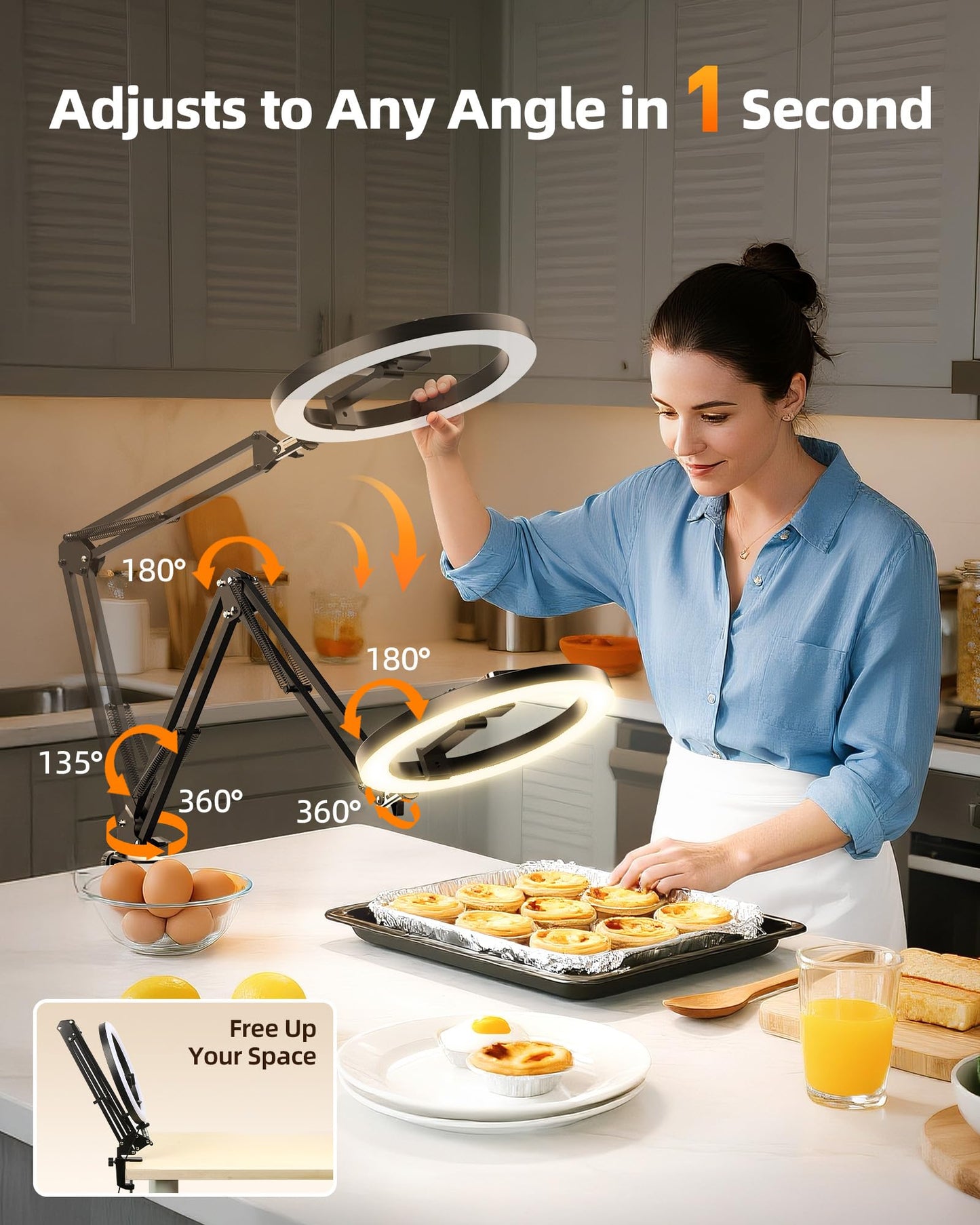Luxsure 10" Overhead Ring Light & Phone Tripod Set