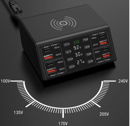8-Port Quick Charge Desktop Charger – Wireless Charging Hub for Multiple Devices