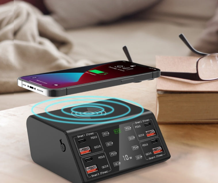 8-Port Quick Charge Desktop Charger – Wireless Charging Hub for Multiple Devices