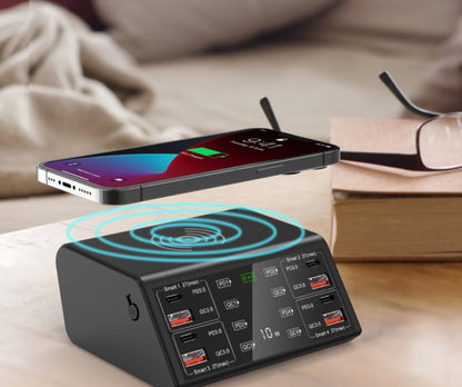 8-Port Quick Charge Desktop Charger – Wireless Charging Hub for Multiple Devices