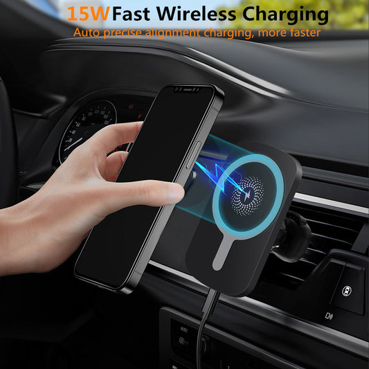 360° Rotating Magnetic Wireless Charger – Fast Charging Mount & Stand for Smartphones